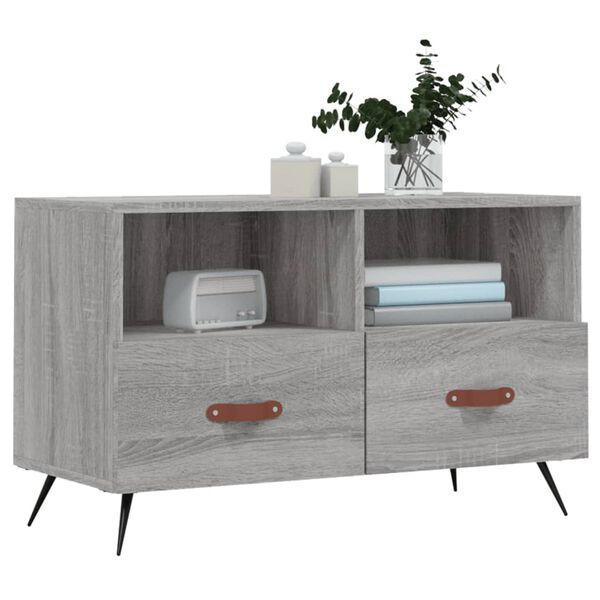 vidaXL TV Cabinet Grey Sonoma Engineered Wood, Iron Standard TV Cabinet