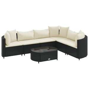 vidaXL Patio Sofa Set Set of 6 Black, Cream White