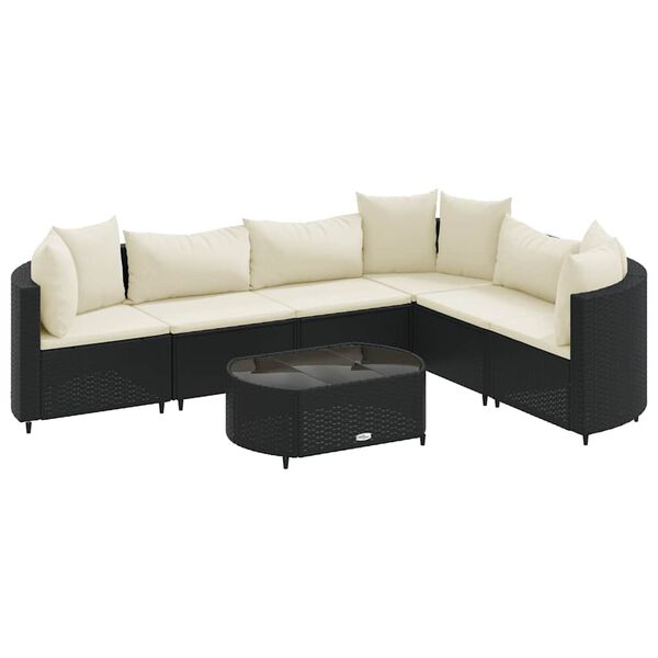 vidaXL Patio Sofa Set Set of 6 Black, Cream White
