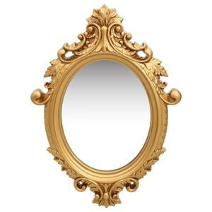 vidaXL Wall Mirror Gold Polyurethane, glass, and engineered wood Medium