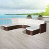 vidaXL Garden Furniture Set Brown PE Rattan Large Modular