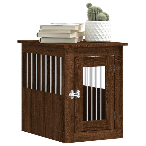 vidaXL Dog Crate Furniture Brown Oak Engineered Wood, Steel Medium