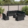 vidaXL Garden Sofa Set Black PE rattan Large UV-resistant materials