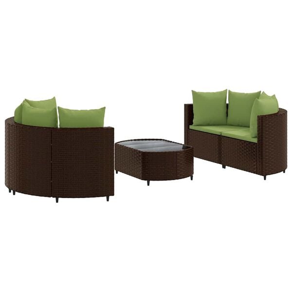 vidaXL Patio Sofa Set Set of 5 Brown, Green