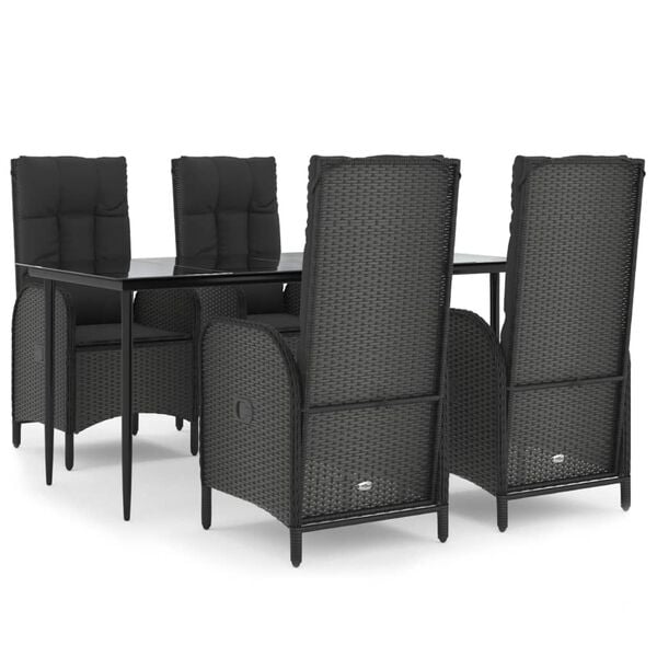 vidaXL Garden Dining Set Black
