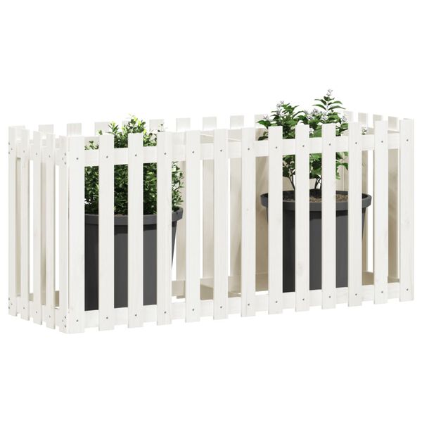 vidaXL Garden Raised Bed White Solid pine wood 59.1 in x 19.7 in x 27.6 in