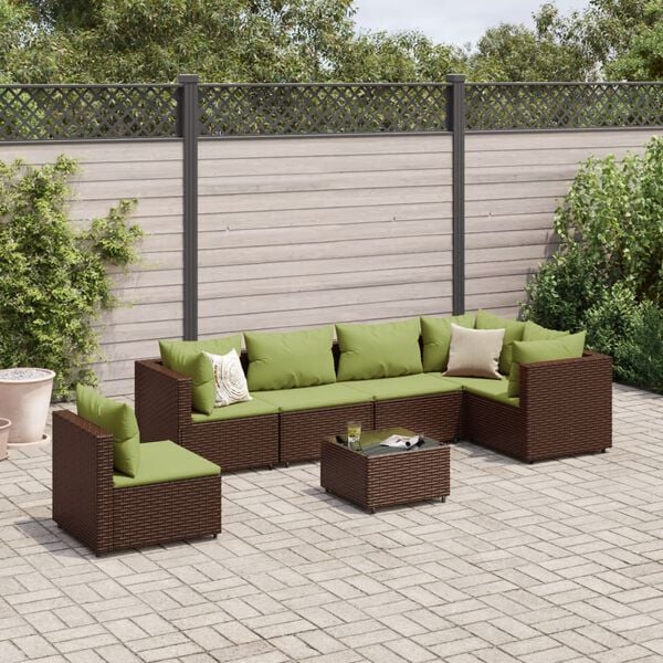 vidaXL Patio Lounge Set Brown, Green