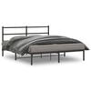vidaXL Bed Frame Black Powder-Coated Steel 59x79 in King Size Bed Frame