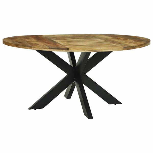 vidaXL Dining Table Black oak 160 x 160 x 76 cm Rough Mango Wood