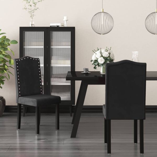 vidaXL Dining Chairs 2 pcs Black Velvet