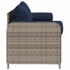 vidaXL Patio Sofa with Cushions 3-Seater Gray Poly Rattan