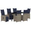 vidaXL Table and Chair Set with Cushion 7 pcs Grey PE Rattan