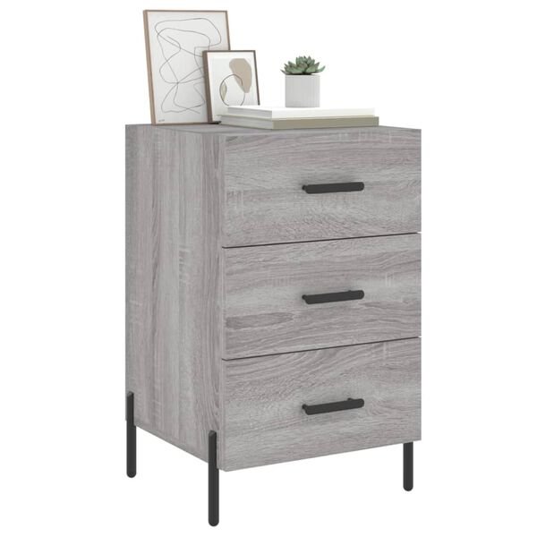 vidaXL Bedside Cabinet Grey Sonoma Engineered wood, Iron Medium