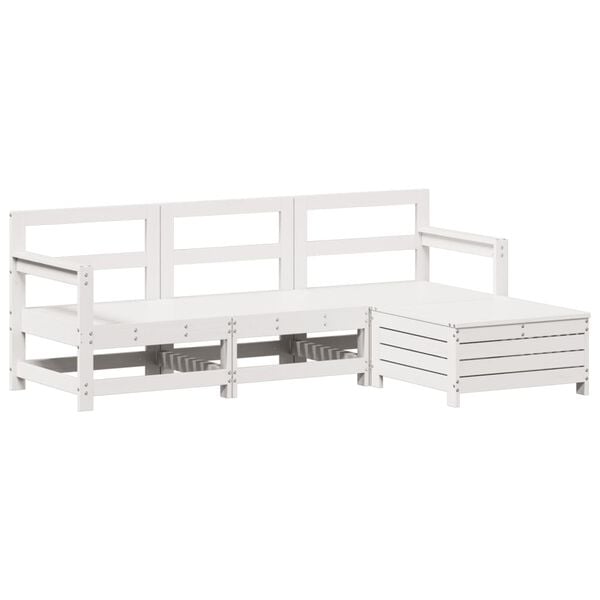 vidaXL Garden Sofa Set White Solid pine wood, Plywood Medium Modular