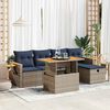 vidaXL 6 Piece Patio Sofa Set with Cushions Gray Poly Rattan Acacia