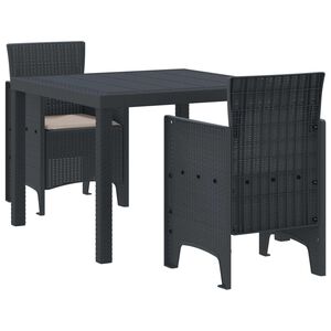 vidaXL Garden Dining Set 3 pcs Anthracite Polypropylene