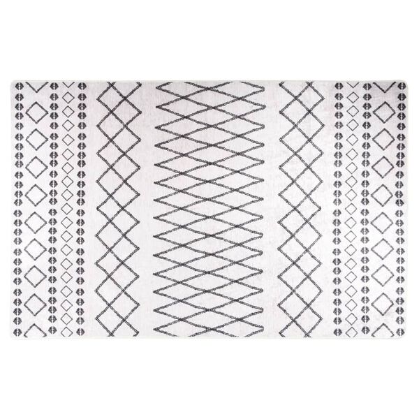 vidaXL Rug Black and white 100% Polyester, PVC backing 63 x 91 in