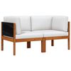vidaXL Corner Sofa Cream White Solid Acacia Wood, Rope Medium Modular