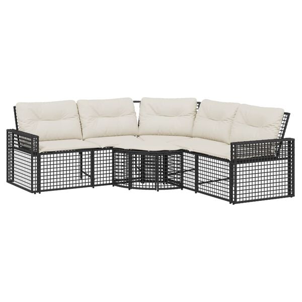 vidaXL Patio Sofa Black, Cream White PE rattan Large Removable Covers
