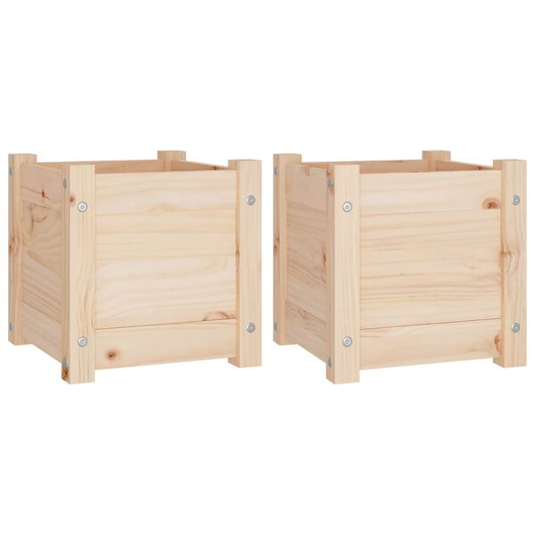 vidaXL Planter Set of 2 Natural Wood Solid Pine wood 12.2 in Planters