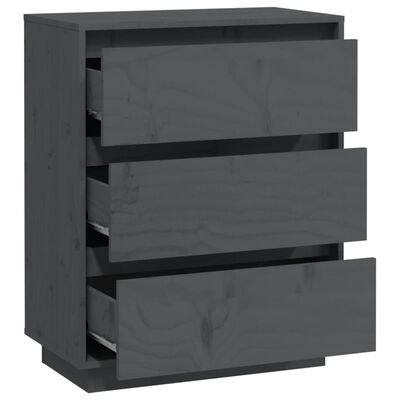vidaXL Sideboard Gray 23.6"x13.4"x29.5" Solid Wood Pine