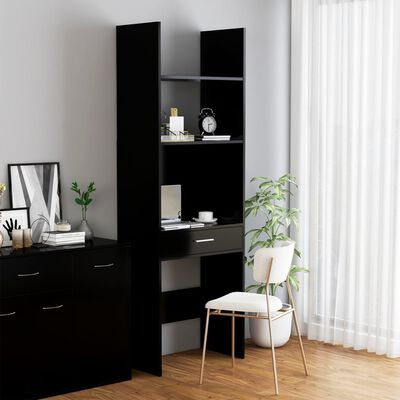 vidaXL Book Cabinet Black 23.6"x13.8"x70.9" Engineered Wood