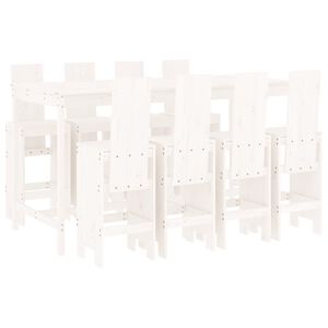 vidaXL Garden Bar Set White Solid pine wood Large Footrest