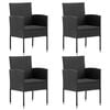 vidaXL Garden Chair Set of 4 Black PE rattan, steel, 100% polyester