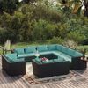 vidaXL Garden Lounge Set Black, Water Blue
