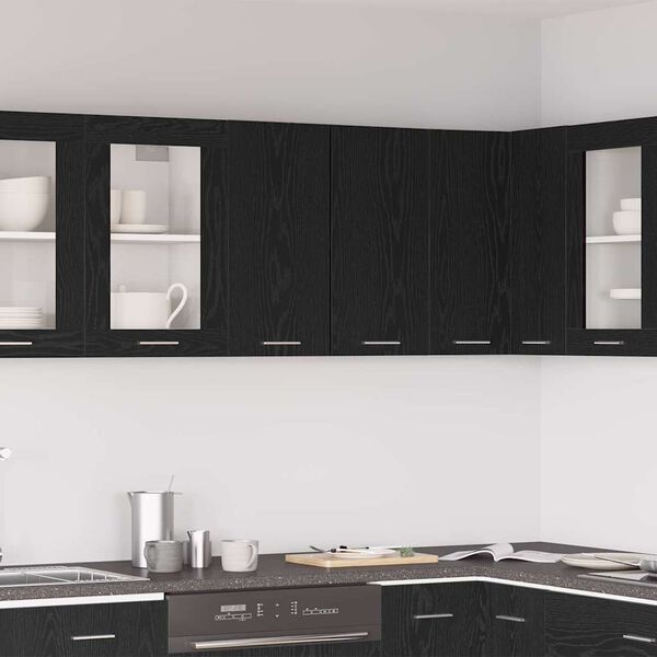 vidaXL Hanging Cabinet Riga Black oak 23.62 x 12.20 x 23.62 in