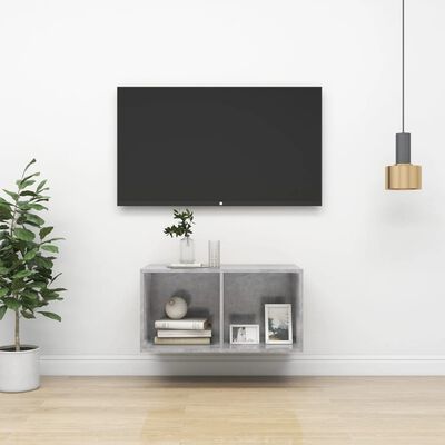 vidaXL Wall-mounted TV Stand Concrete Gray 14.6"x14.6"x28.3" Engineered Wood