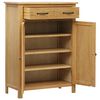 vidaXL Shoe Cabinet Natural Oak Solid Oak Wood, MDF with Oak Veneer Medium