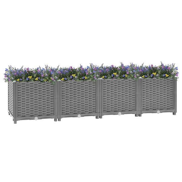 vidaXL Raised Bed Light grey Polypropylene Large Durable Planter Box