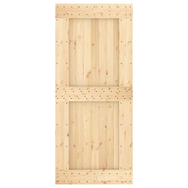 vidaXL Sliding Door with Hardware Set 35.4x82.7" Solid Wood Pine