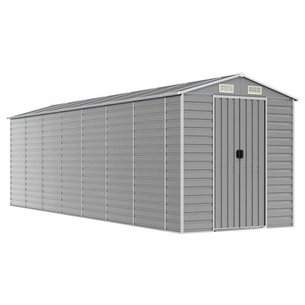 vidaXL Garden Shed Light Grey Galvanized Steel Large Garden Shed