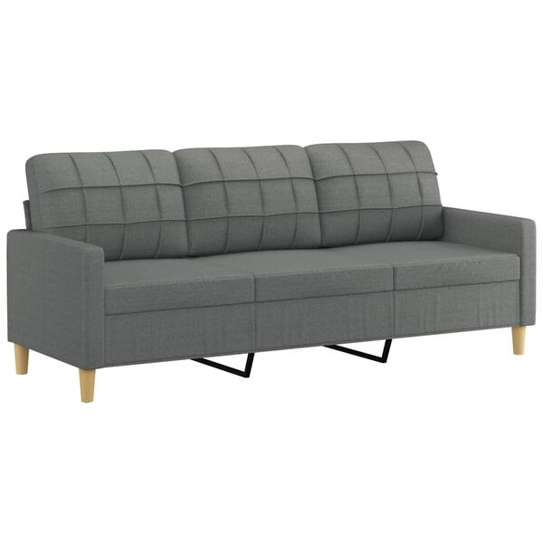 vidaXL Sofa Set Dark Grey Fabric 2-Seater, 3-Seater, Footstool Sofa Set