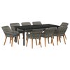 vidaXL Garden Dining Set with Cushion 9 pcs Gray poly rattan