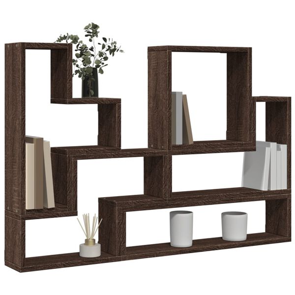 vidaXL Wall Shelf Brown Oak Engineered Wood 37.8 in Wall Shelf