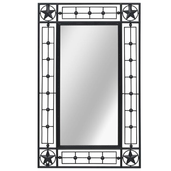 vidaXL Wall Mirror Black Powder-coated steel, Mirrored glass