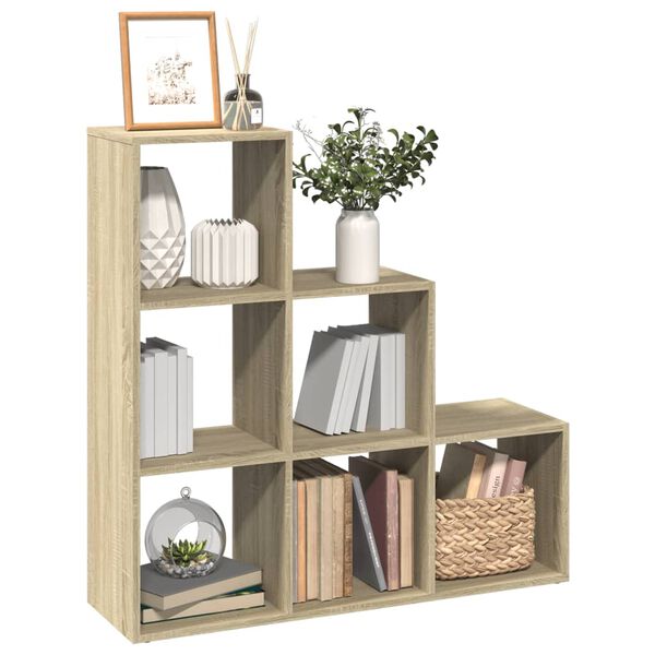 vidaXL Room Divider Bookcase Sonoma oak Engineered wood 3-Tier Bookcase