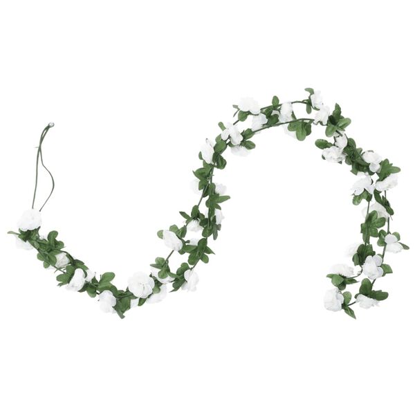 vidaXL Christmas Flower Garland Spring White Artificial Silk 98.4 in