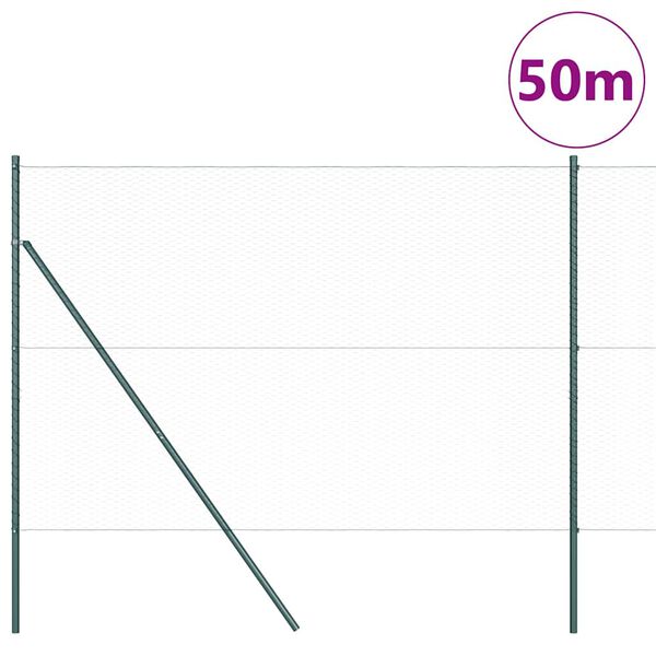 vidaXL Fence Post Green 164.04 x 5.25 ft (0.98 in mesh) Steel and PVC