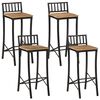 vidaXL Bar Chair Set of 4 Natural wood and black