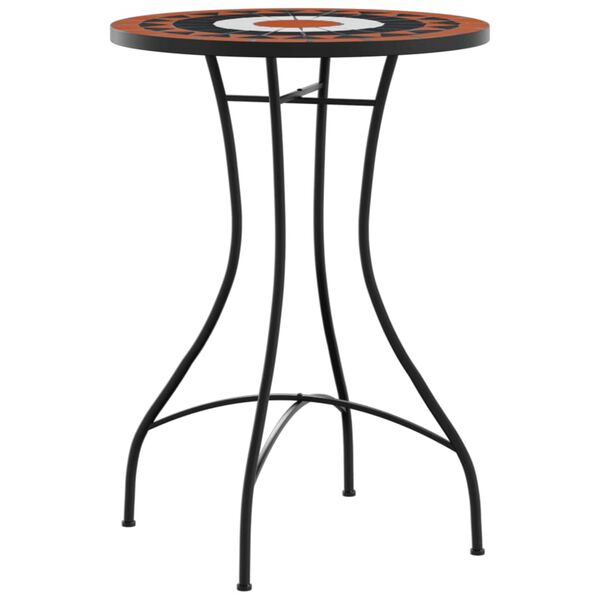 vidaXL Mosaic Bistro Table Terracotta and White Powder-coated steel, Ceramic