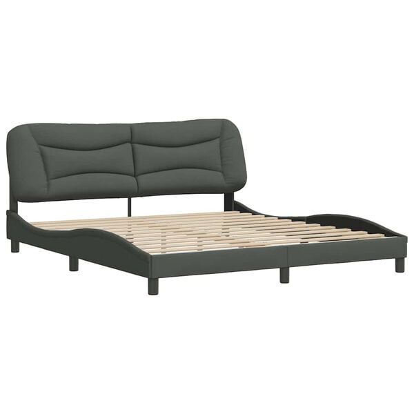 vidaXL Bed Frame without Mattress "Hvar" Dark Gray 72"x83.9"Fabric