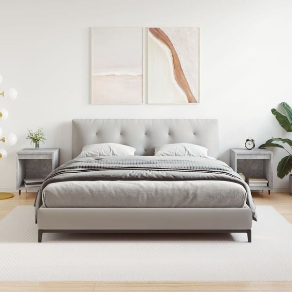 vidaXL Bedside Cabinet Set of 2 Concrete grey Engineered wood Medium