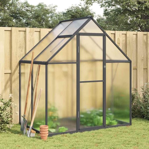 vidaXL Greenhouse Anthracite and Transparent Aluminum, polycarbonate (PC)