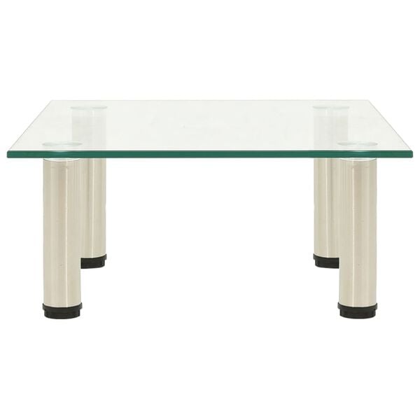 vidaXL TV Stand Transparent Tempered glass, stainless steel