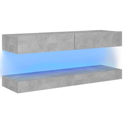 vidaXL TV Stand with LED Lights Concrete Gray 47.2"x13.8"