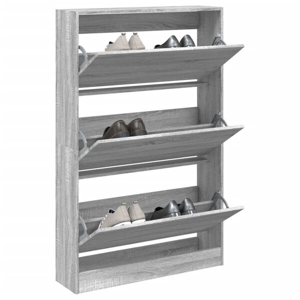 vidaXL Shoe Cabinet Grey Sonoma Engineered Wood 31.5 x 8.3 x 49.4 in